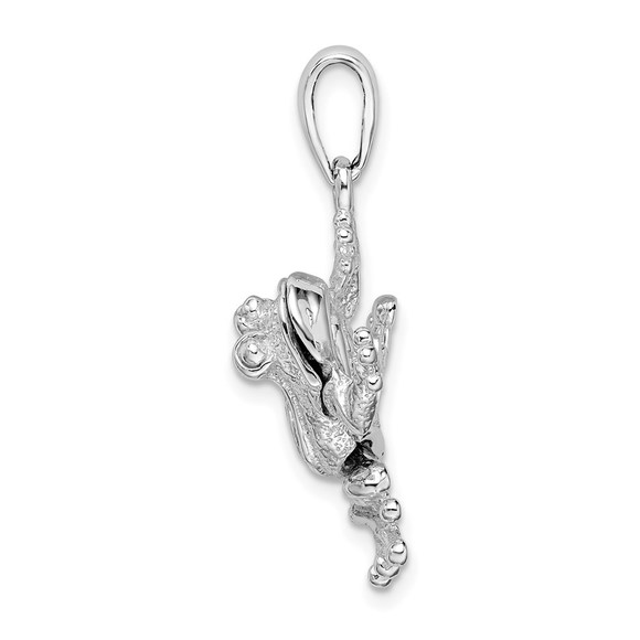 925 Sterling Silver Rhodium-plated Polished Bug Eyed Frog Necklace Charm Pendant - Picture 2 of 5